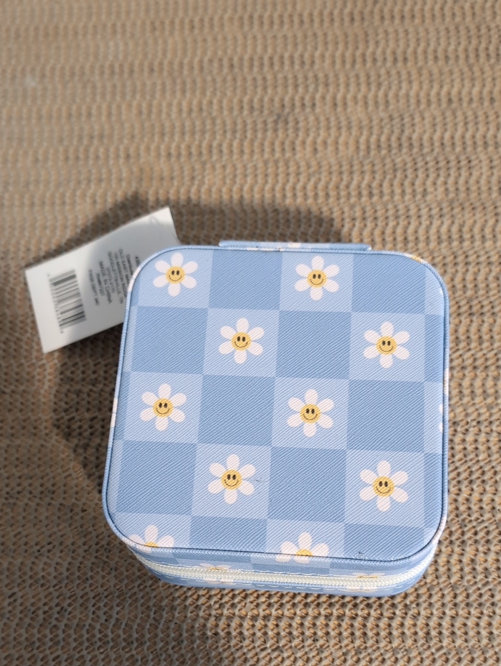 Blue Daisy Check Jewelry Case New - Picture 2 of 4